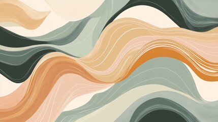 This piece explores flowing lines and earthy tones, creating harmonious movement and texture, reminiscent of natural landscapes and organic growth patterns.