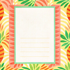 Geometric Border Pattern with Paper Texture and Fresh Summer Vibes Palette