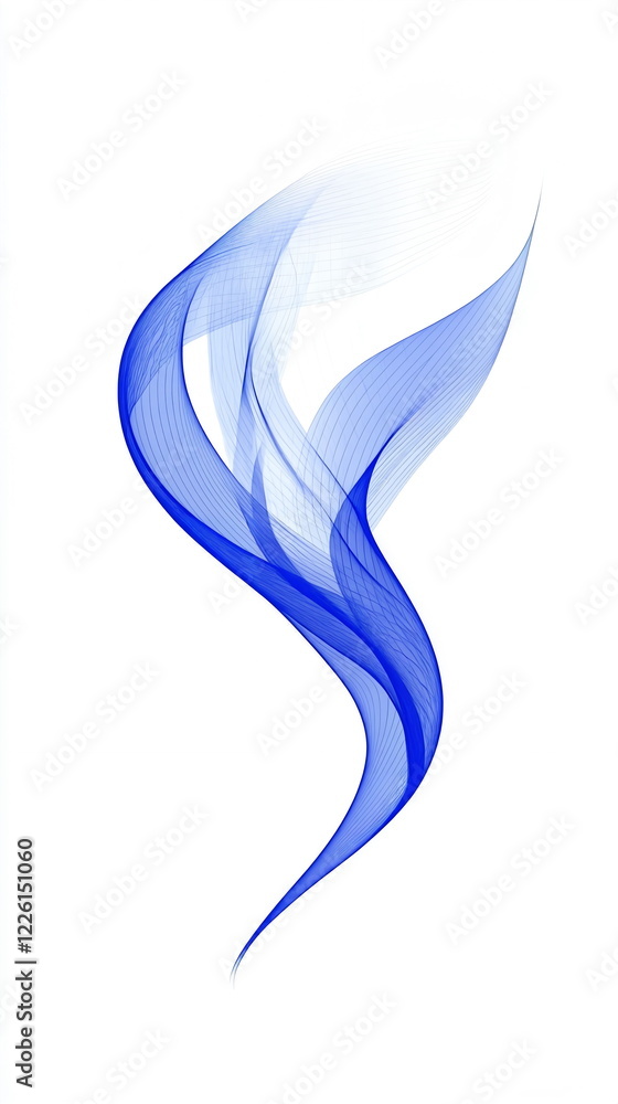 Poster blue smoke swirling gracefully creating an abstract design flowing into the air with soft curves and