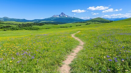 Mountain Wildflower Meadow Path Hike Summer