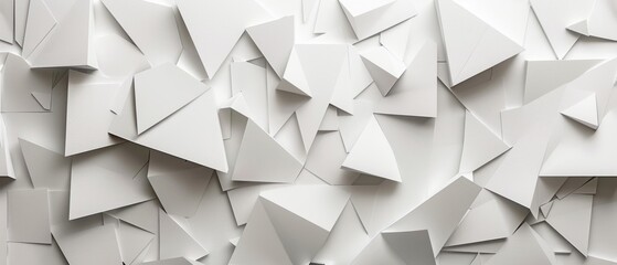 Obraz premium Abstract white geometric shapes interplay. Sharp angles meet smooth surfaces in harmonious arrangement. Purity and design emphasized in a neutral backdrop.