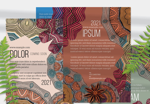 Flyer Layout with Mandala and Ethnic Tribal Lace Flower Elements