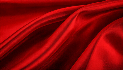 Obraz premium Red Silk Fabric,Close-up of luxurious, vibrant red fabric with smooth folds and a silky texture.