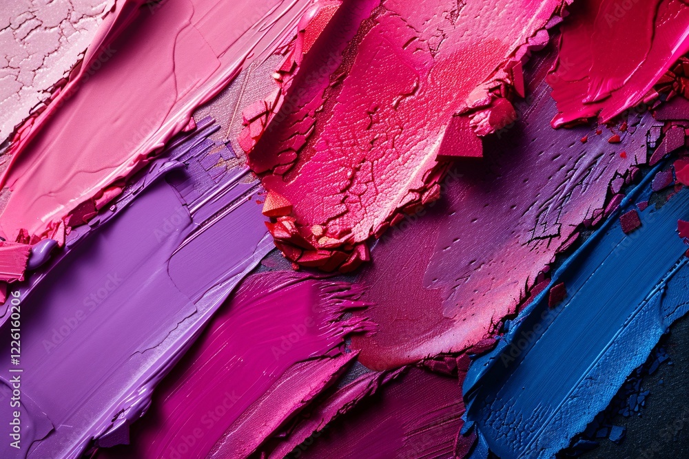 Poster Abstract background created by crushed lipstick texture and colorful smears
