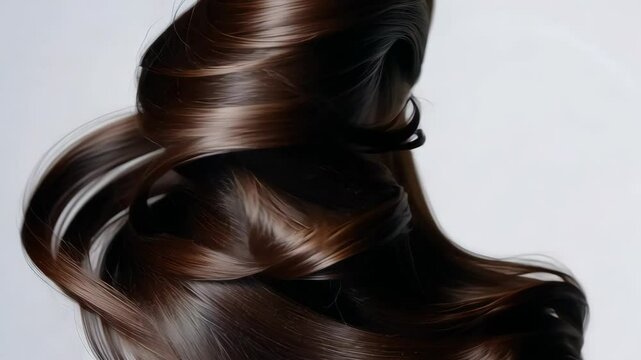 dark strands of hair on white background