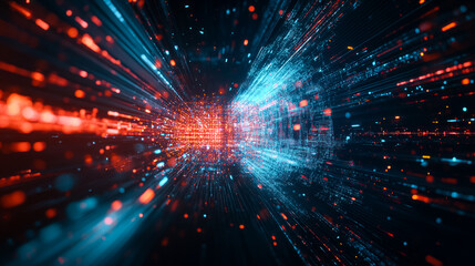 Exploring dynamic data flow visuals in a futuristic digital graphic environment