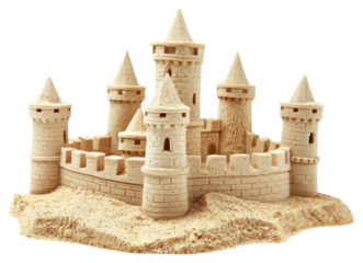 PNG  Intricate sandcastle with towers