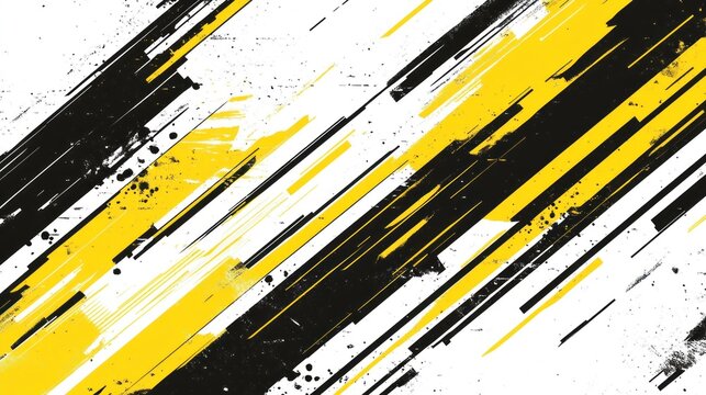 Abstract diagonal lines, black, yellow, white grunge texture.