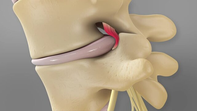 Herniated Disc Bulging Nerve Pinched Flexion 3D Loopable