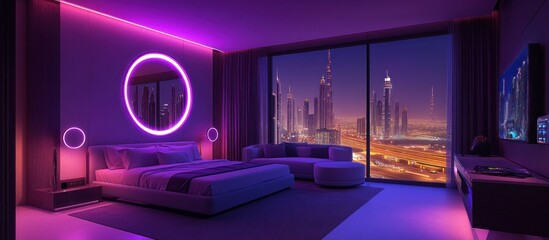 Luxury Night View Bedroom with Cityscape