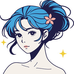 Beauty woman character for beauty products design art illustration