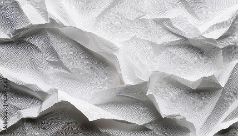 Poster highresolution closeup of dramatic white paper texture with distinctive wrinkle effect, set against 