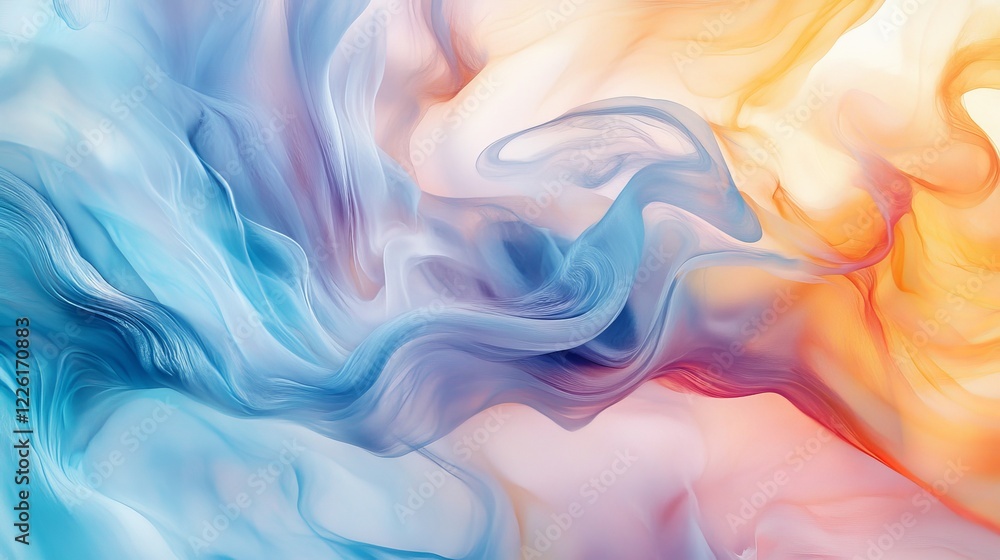 Poster the image showcases a flowing blend of cool blue and warm orange hues, creating a visually captivati