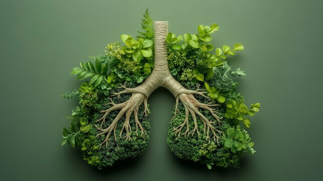 Lungs Composed of Lush Green Plants