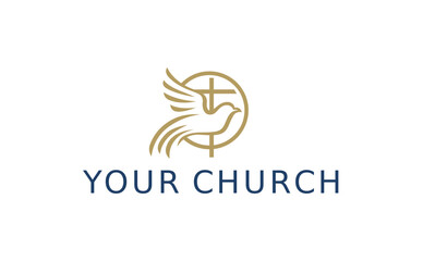 Church logo with dove and cross