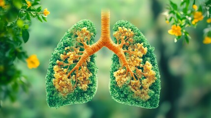 Lungs Made of Greenery in Nature Collage Art