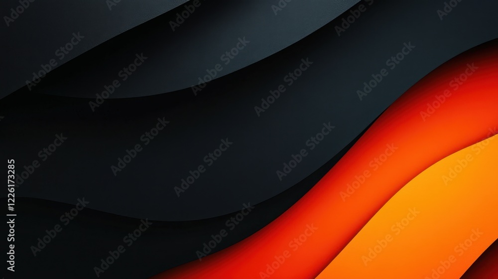 Poster abstract waves of dark and vibrant orange hues create a visually striking gradient.