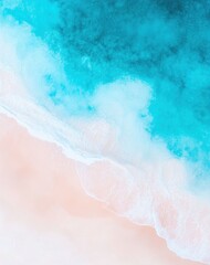 Fototapeta premium Serene coastal scene: turquoise water meets soft pink sand.