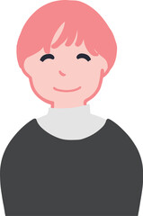 にっこり笑顔のマッシュヘア女性の上半身ベクターイラスト