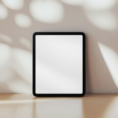 A tablet with a white mock up blank white screen