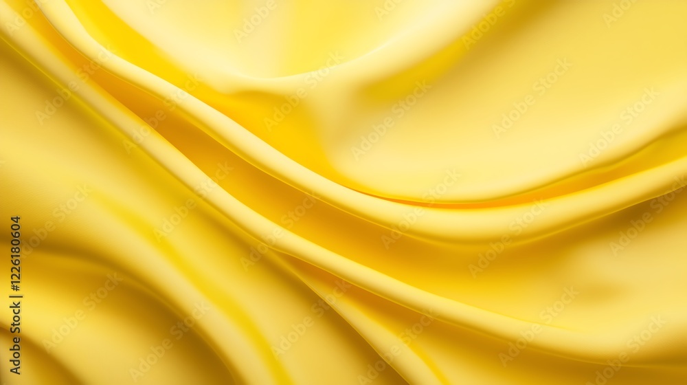 Poster a close-up view of smooth, flowing yellow fabric. the vibrant color and soft texture create a warm a