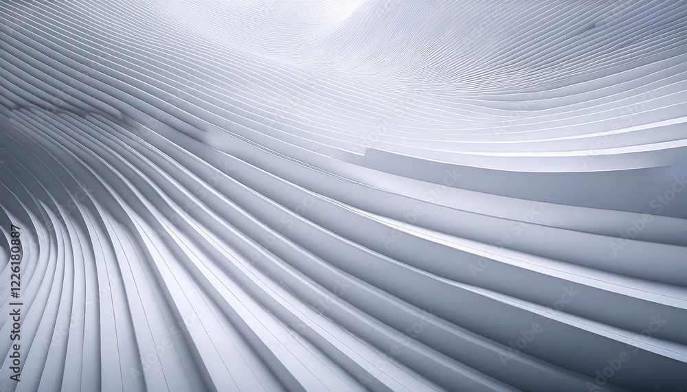 Poster striking geometric 3d structure amidst a white tech backdrop in futuristic scene, showcasing intrica