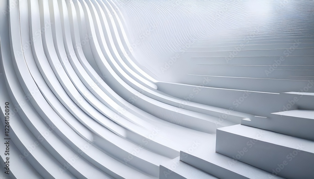 Aufkleber striking geometric 3d structure amidst a minimalistic tech backdrop in white and grey at dusk