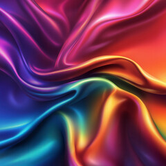 Obraz premium Colorful Waves of Silk Fabric with Glossy Textile Texture