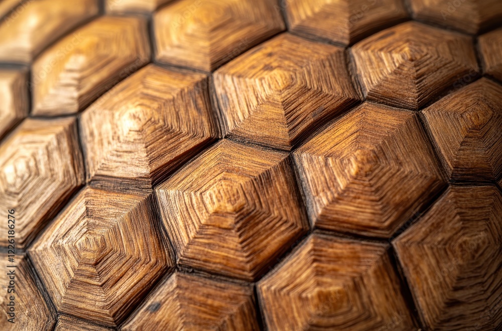 Poster close-up of textured wooden surface with hexagonal patterns showcasing natural grain and warmth in a