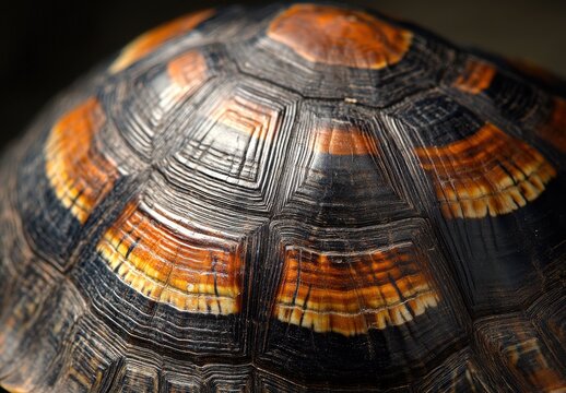 Close-up photograph of a vibrant turtle shell showcasing intricate patterns and natural textures under warm lighting for nature enthusiasts and wildlife lovers
