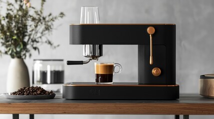 Modern Espresso Machine Brewing a Perfect Shot of Rich Aromatic Coffee
