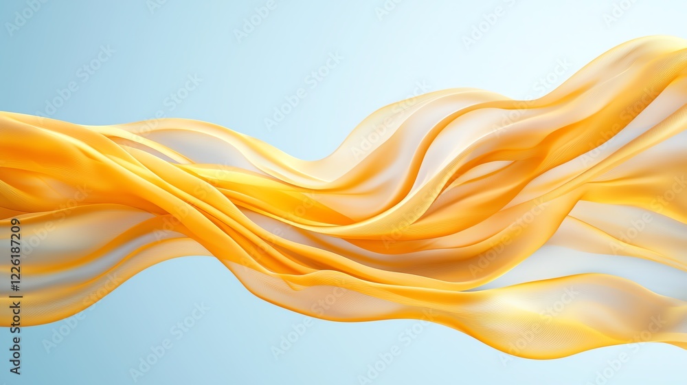 Poster a soft and flowing abstract representation of yellow fabric, creating a serene and vibrant atmospher