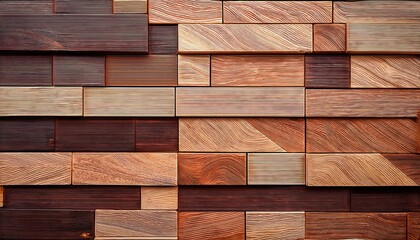 Elegant Mosaic Wood Block Wall Background Timeless Light and Dark Rectangle Tile Pattern, Perfect for Modern Interior Design or Wallpaper