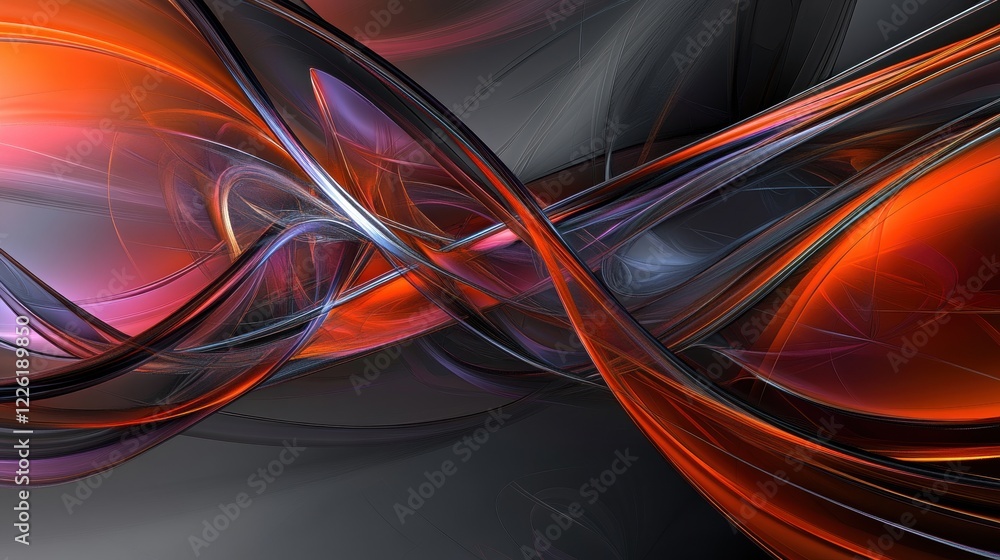 Poster dynamic abstract waves digital art vivid colors modern design high-tech environment visual concept