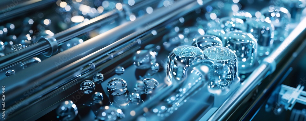 Aufkleber Water droplets creating a captivating abstract pattern on a metallic surface