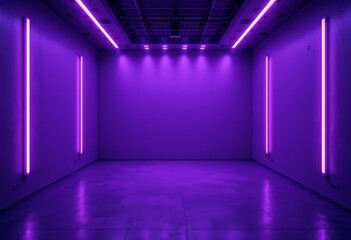 Purple Room Illuminated By Neon Lights And Recessed Lighting