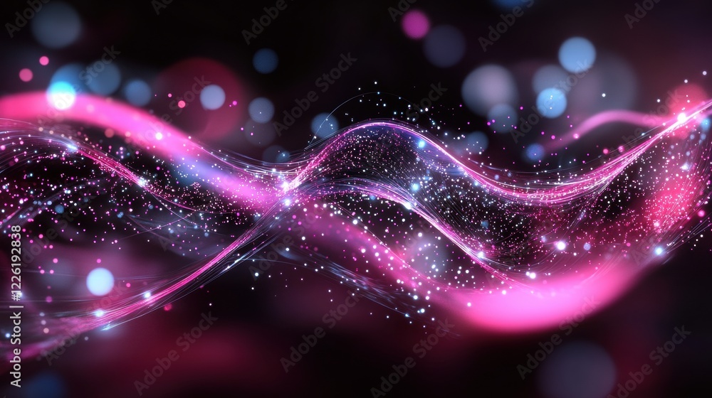 Aufkleber dynamic colorful waves of light abstract space digital art vibrant environment close-up view creativ