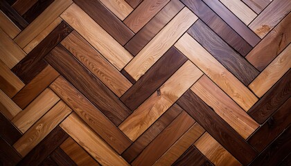 Elegant Herringbone Parquet Wallpaper with Light and Dark Timber Pattern Perfect for Modern Interior Design or DIY Projects