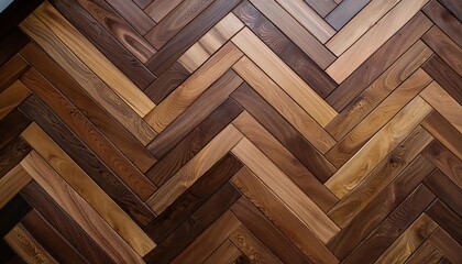 Elegant Herringbone Parquet Wallpaper Light Dark Timber Tile Pattern, Showcasing Stunning Wood Texture Background Perfect for Interior Design Inspiration or Wall Art.