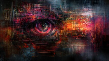 Fototapeta premium Emotional abstract eye art digital canvas colorful visuals surreal environment close-up perspective inner thoughts