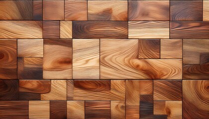 Luxurious Parquet Wallpaper Showcasing Light and Dark Timber Square Tiles in a Modern Interior Setting, Perfect for Creating a Warm and Inviting Atmosphere.