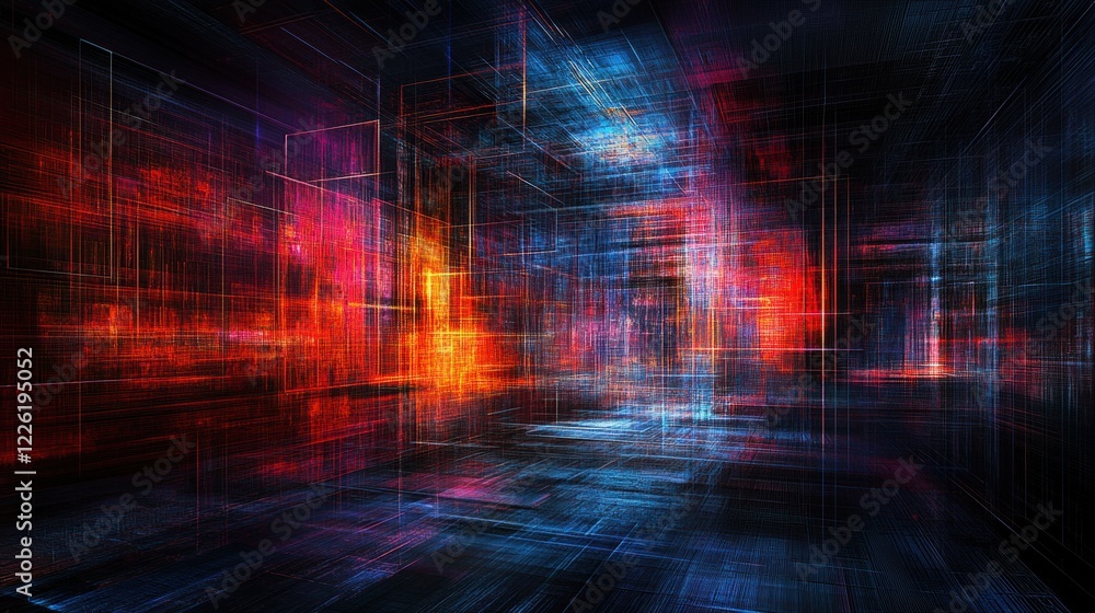 Poster dynamic abstract artwork digital space visual art virtual environment futuristic conceptual design