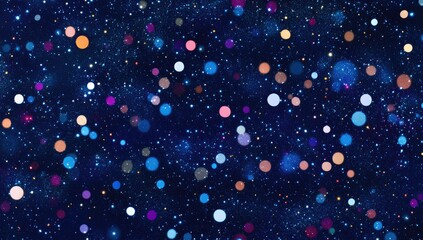 Dark blue background with glowing particles and bokeh lights, glittering dust on a dark blue background, abstract motion design for a presentation