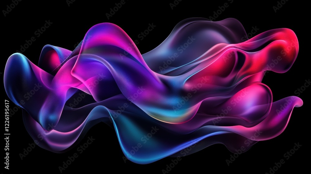Poster dynamic colorful waves flowing abstract art digital space 3d animation vibrant environment creative 