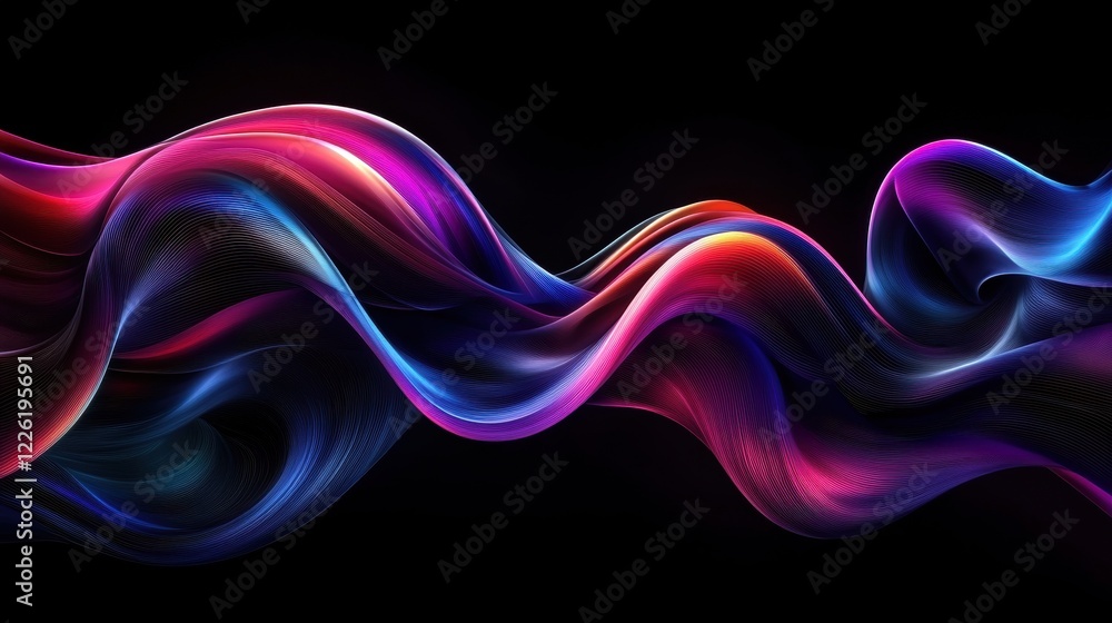 Poster dynamic colorful waves flowing in abstract art digital creation vibrant background conceptual design