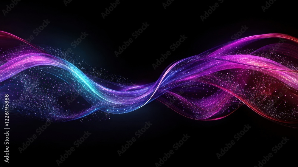 Poster dynamic colorful waves of light digital art abstract environment vibrant background visual conceptua