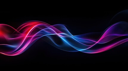 Naklejka premium Dynamic light waves abstract art digital visuals dark background high-tech aesthetics motion graphics