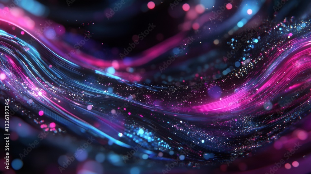 Poster dynamic colorful waves flowing in a dark environment abstract background high-resolution visual art