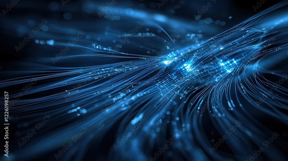 Poster dynamic light flow animation digital space abstract visuals dark environment futuristic concept