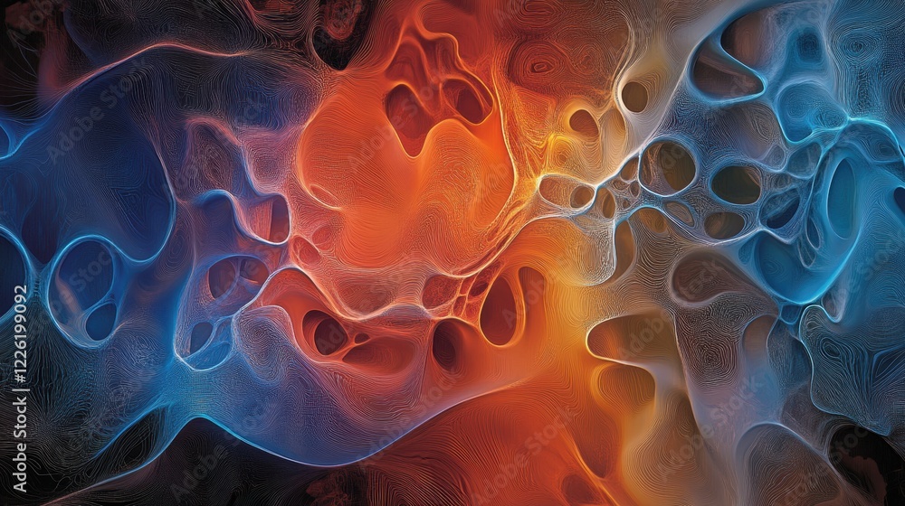 Aufkleber dynamic abstract art exploration digital medium vivid colors and forms creative space conceptual vie
